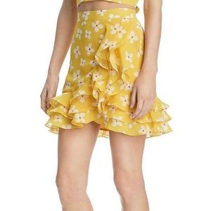 Bardot Yellow Kiki Ruffled Floral Mini Skirt- Size 8